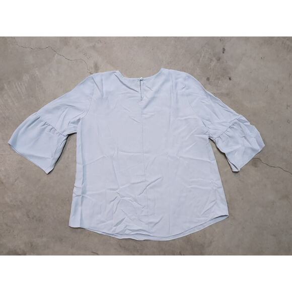 Eileen Fisher 100% Silk Georgette Top Women's M Petite Gray - Picture 7 of 7